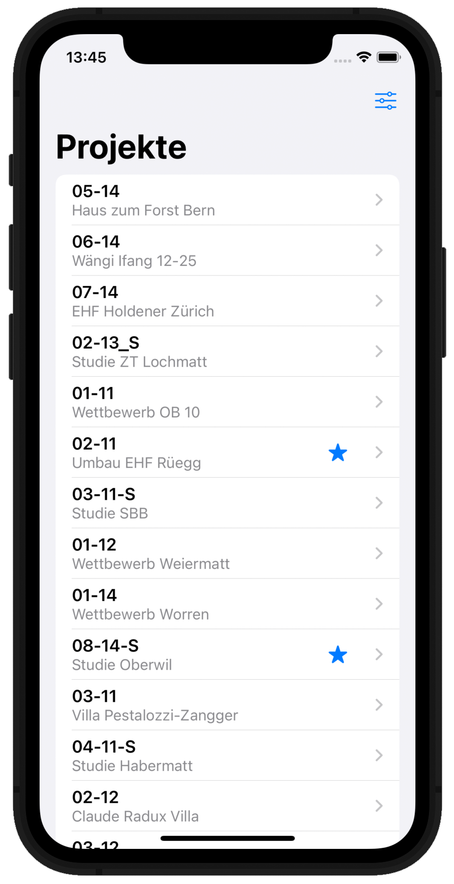 DELTAproject App - Alle laufenden Projekte