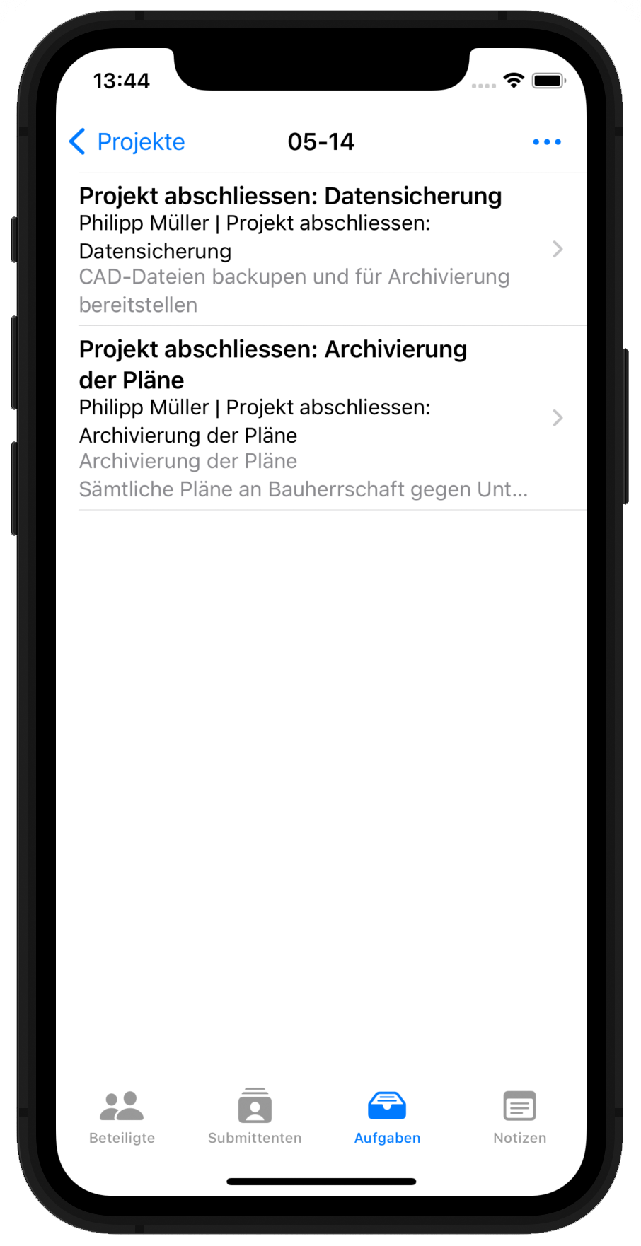 DELTAproject App - Projekt-Aufgaben