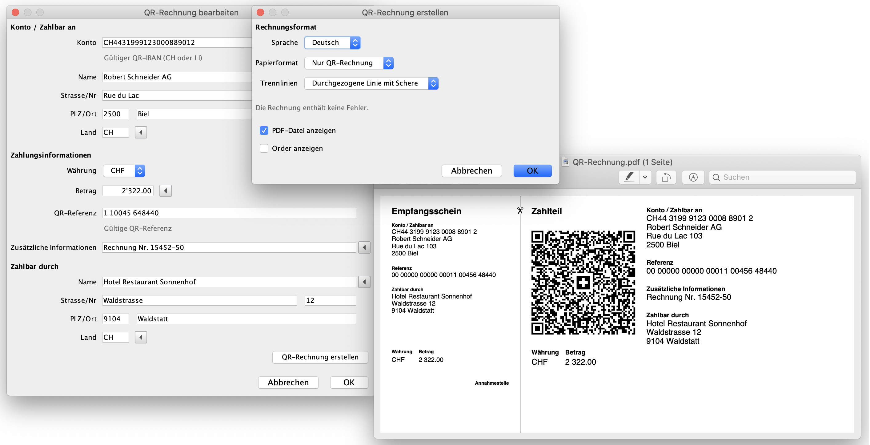 QR-Rechnung: Zahlteil und Empfangsschein erstellen